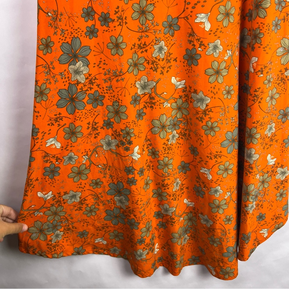 LuLaRoe Carly Dress Orange Floral High-Low Hem Stretch Knit XS Casual Boho - Picture 10 of 10